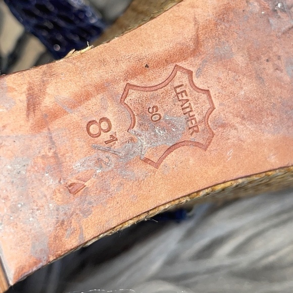 EUC Alexandre Birman Blue Snakeskin Strappy Platform Wedges Size 8.5 - Picture 12 of 12